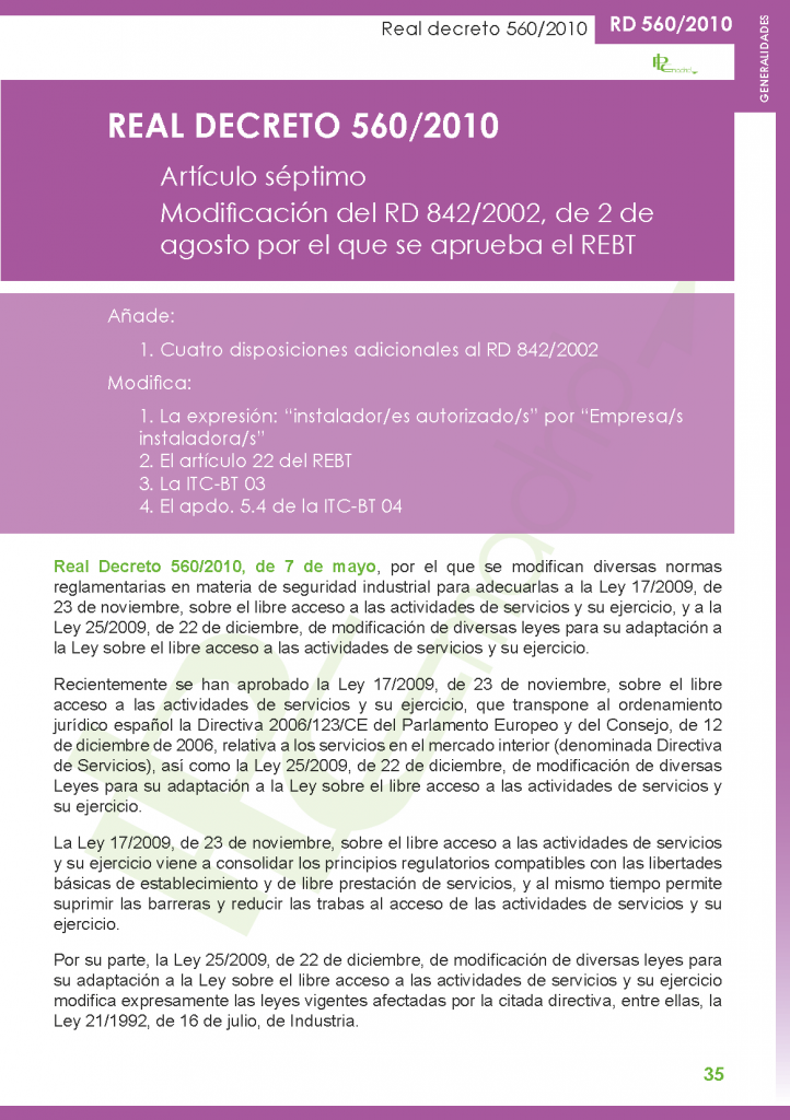 Real decreto 560 de 2010