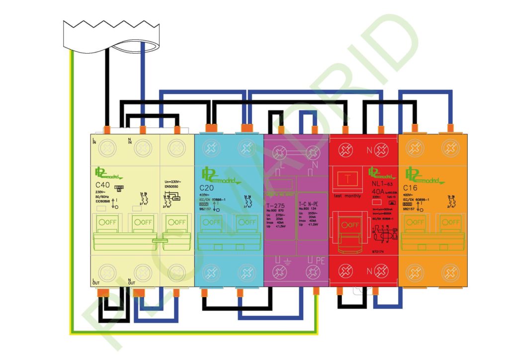 Instalación de protector sobretensiones permanentes transitorias  Esquemas  electricos, Proyectos eléctricos, Imagenes de electricidad